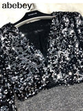 Patch Jacket Women Spring Long Sleeve Gold Silver Shiny Crop Top Dance Party Korean Slim Open Stitch
