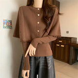 Sweater Jacket Women's Long Sleeve Shawl Two-Piece Set Of 2023 Autumn And Winter New Foreign Style Hit Bottom Soft Waxy Sweater-Outfit