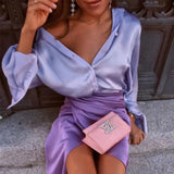 Vintage Korean Silk Shirts Satin Long Sleeve Blouses Women Blue Green Casual Loose Button Up Female Shirts Women Tops