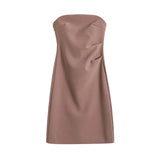Trend Women's Wear Summer New Solid Color Slimming Short Dress Hot Girl Breast Fold Hip Skirt-Outfit