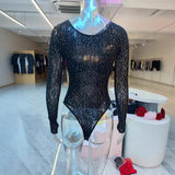 Toloer Sexy Tight Height Knitted Perspective Long-Sleeved Hot-Sleeved