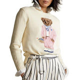 New Women's Bear Embroidered Retro Body Sweater College Style Knitted Shirt