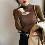 Collar Sweater Bottomed Women's New Autumn And Winter Long-Sleeved High-End Windwear Inside The Collar Knitting