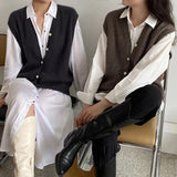 Cardigan Sweater Vest Loose 2021 Autumn and Winter Warm Knitted Vest Sweater for Women Loose Solid Sleeveless Sweaters