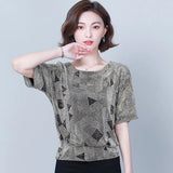 Shirt 2021 Summer New Women's T-Shirt Short Sleeve Sequin T-shirt Women's Top and Shirt Korean Office Lady Style Tops