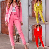Toloer Spot 2024 Autumn And Winter Women's Fashion Long Sleeve Suit Jacket Casual Pants Suit-Outfit