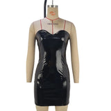Toloer Women's New Fashion Mirror PU Sexy Strapless Shoulder-To-Shoulder Purse Hip Dress Women's Nightclub-Outfit