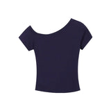 Toloer Desire Inclined Shoulder Short Sleeve T-Shirt Female 2024 Summer New Short Crop Slim Versatile Student Jacket Ins