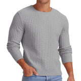 Toloer Men's New Waffge Solid Color Round Collar Long Sleeve Sleeve Sweater Fashion Casual Men's Sweater