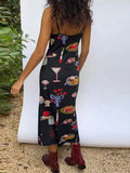 Women's 2024 Vintage Y2K Table Collection Print Sleeveless Backless Midi Bodycon Party Slip Cami A-Line Long Dress-Outfit
