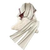 Lazy Suit Women Loose Outer Shawl Scarf With Long-Sleeved Knitting Tops High-Rise Sweater