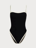 Contrast Binding Basic One Piece Swimsuit-Outfit