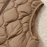 Autumn And Winter New Down Jacket Vest Female Short Stand Collar Leisure Light Vest Warm Large Size Sleeveless Coat-Outfit