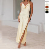 Women's New Sexy Open Fork To Repair Fashion Sleeveless Long Sleeve Dress