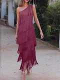 Eso-Shouldered Asymmetric Dress 2025 Spring And Summer