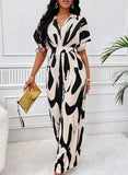 Piece Women Print V Neck Half Sleeve Loose Wide Leg Long Pants Overalls Casual Splice Romper Tight High Waist Jumpsuits-Outfit