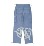High Street Hip Hop Chao Alphabet Printed Overalls Men's And Women's Baggy Straight Casual Pants-Outfit