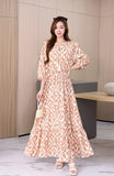 Printed Medium-Sleeved Dress-Outfit