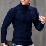Toloer And Winter New Men's Sweater Men's Turtleneck Flower Long Sleeve Sweater Warm Head Sweater