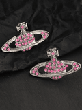 Rhinestone Planet Design Earring-Outfit