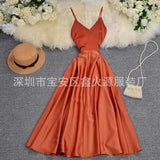 Toloer Gentle Wind Dress Goddess Seaside Resort Dress Ins Careful Machine Back Strap Waist