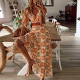 Toloer Summer Women's New V-Neck Print Folding Holiday