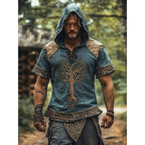 Men's Short-Sleeved Loose Casual Hoodie 3D National Style Digital Printing Short