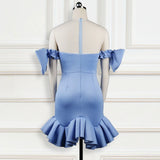 Perspective Mesh Crocus Stud Beaded Bow Bow Dress Party Big-Size Women's Dress