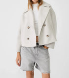 New Women's Big Collar Hair, Short Thick Long-Sleeved Coat