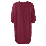 Autumn And Winter 2023 Ebaywish Hot Style Women's Long Sleeve Round Collar Loose Plush Dress-Outfit