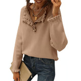 And Autumn 2025 New Women's Knitted Top Casual Long-Sleeved Button-Lace Cloth Cloth