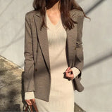 New woman jacket fashion woman winter jacket houndstooth short woman jacket plaid coat fall/winter lapel stand collar