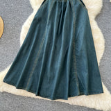 Wind Niche High-End Feeling Collar Short-Sleeved Denim Dress Women 2025 Summer Leisure Slim