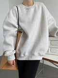 Round Neck Oversized Sweatshirt Blue Orange Gray White Blue Orange Plush Thickened Loose