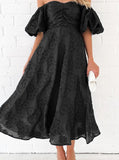 Women's Summer New French Ponmp Dress Soaked Sleeves Waist Temperament