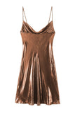 Cowl Neck Metallic Slip Mini