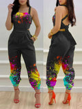New Independent Station Fashion Strap Popular Style Positioning Printed Jumpsuit Stock-Outfit
