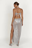Women's Wear 2023 Sexy Back Hollow See-Through Sling Slit Dress-Outfit