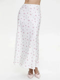 Satin Floral Midi Skirt-Outfit