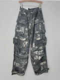 Women Jeans High Waist Camouflage Tie-dye Multiple Pockets Cargo Loose Wide Leg Denim Pants 2024 Summer New Fashion 29L3698-Outfit