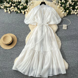 Lantern Sleeve Strap With Waist Single Buckle Dress + Inside The Sling Dress