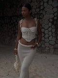 Spring And Summer New Fashion Sexy Pure Color Umbilose Beads Top