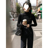 Collar Bottomed Shirt Women Autumn And Winter Folding Through The Ocean Gas Inside The Pit Sweater High-End Slim Slim Thin Knitting