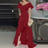 Women's Long Skirt Elegant V-neck Irregular