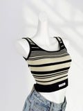 Toloer Quality Version Of U-Neck Striped Sling Vest New Summer Wear Female Short Sleeveless Waist Short Hot Girl