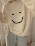 Smiley Face Oversized Sweater-Outfit