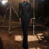 2025 New Empty Shoulder Dress Round-Neck S-Shaped Sequin