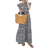 Summer New Small Broken Floral Dress Round Collar A-Shaped Dress With Sleeveless Sleeveless