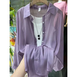 New Fashion Clothes Beaded Sunscreen Women Loose Lantern Sleeve Shirt Senior