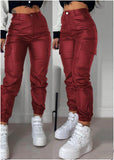 Toloer Summer 2023 Women's Wear Locomotive Zip Pleated Pocket Fashion PU Casual Sticker Bag Tight Foot
